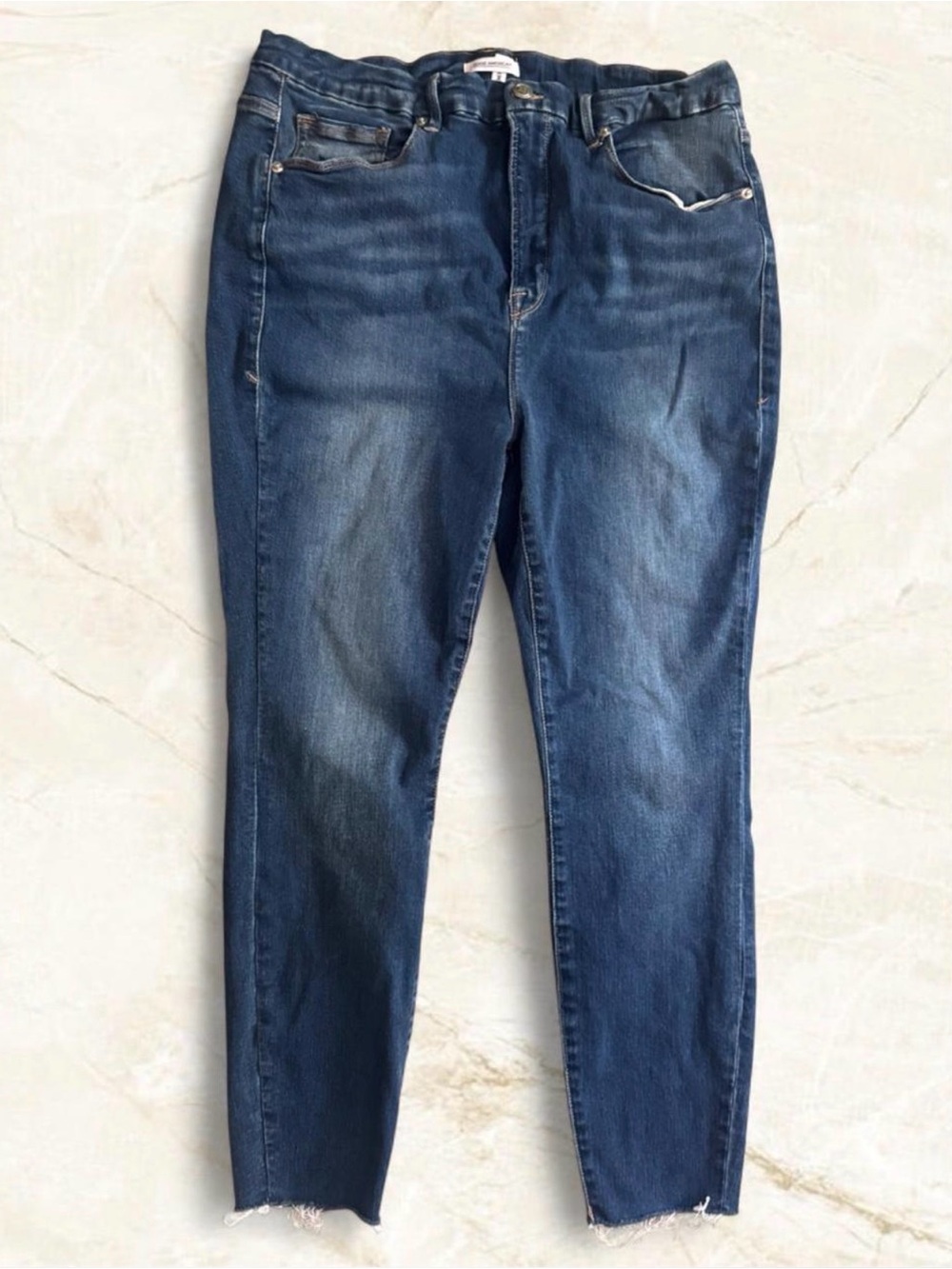 Good American Good Waist Crop Raw Edge Skinny Jeans Size 18